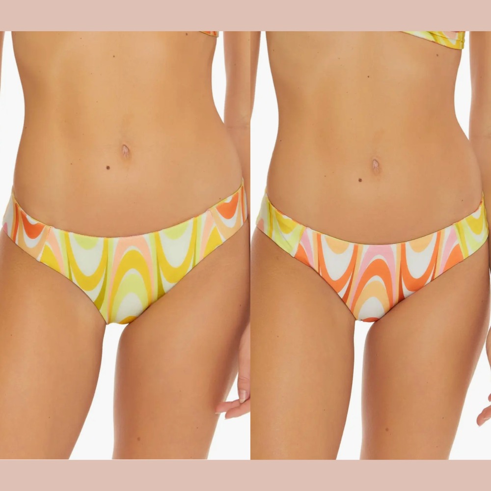 NWT $64 Becca [ Large ] Whirlpool Adela Reversible Bikini Bottoms Orange‎ #U1318